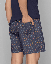 Nevy Blue with Leaf Pattern Boxer