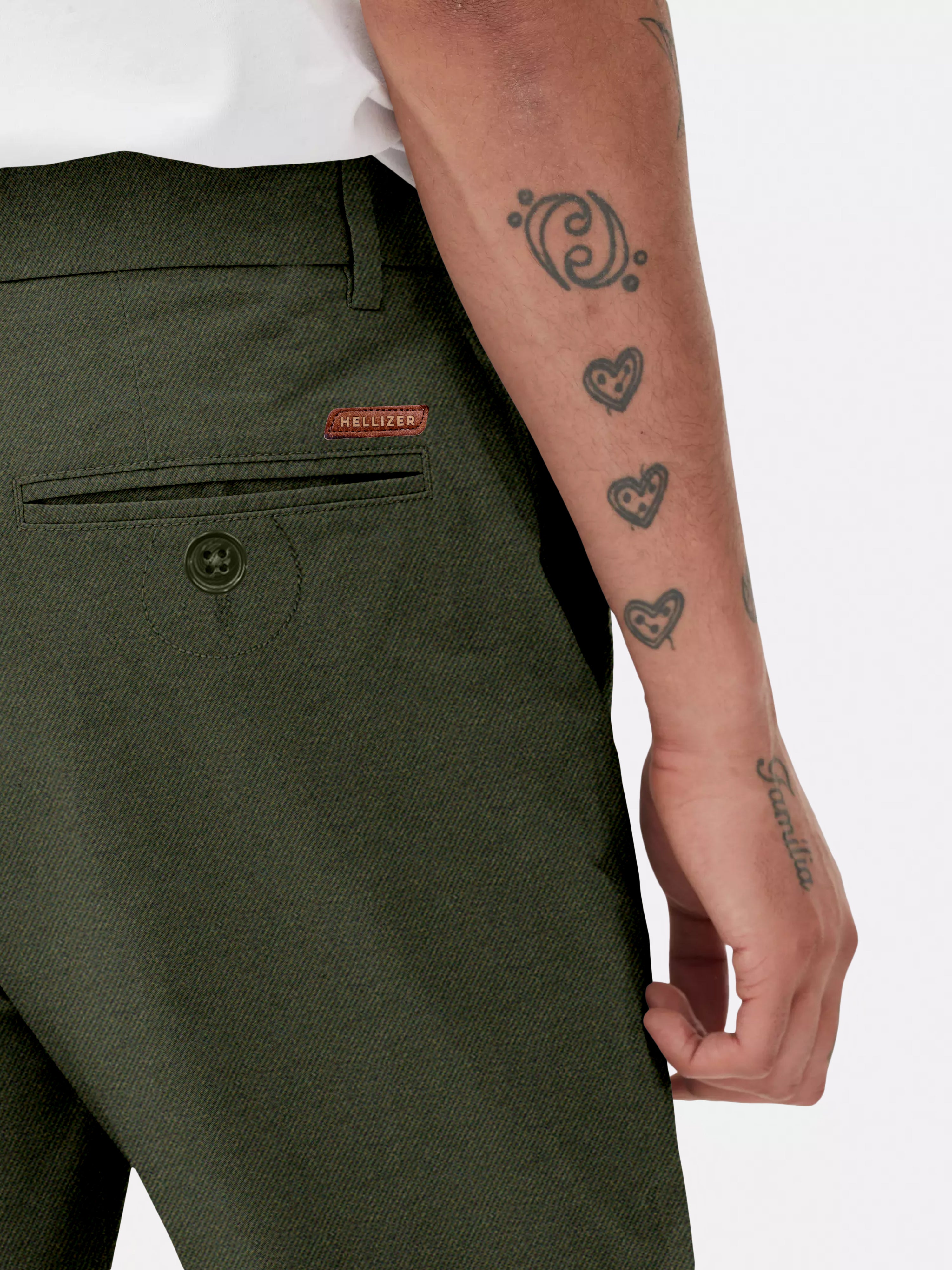 Men Olive Slim Fit Chinos Trousers