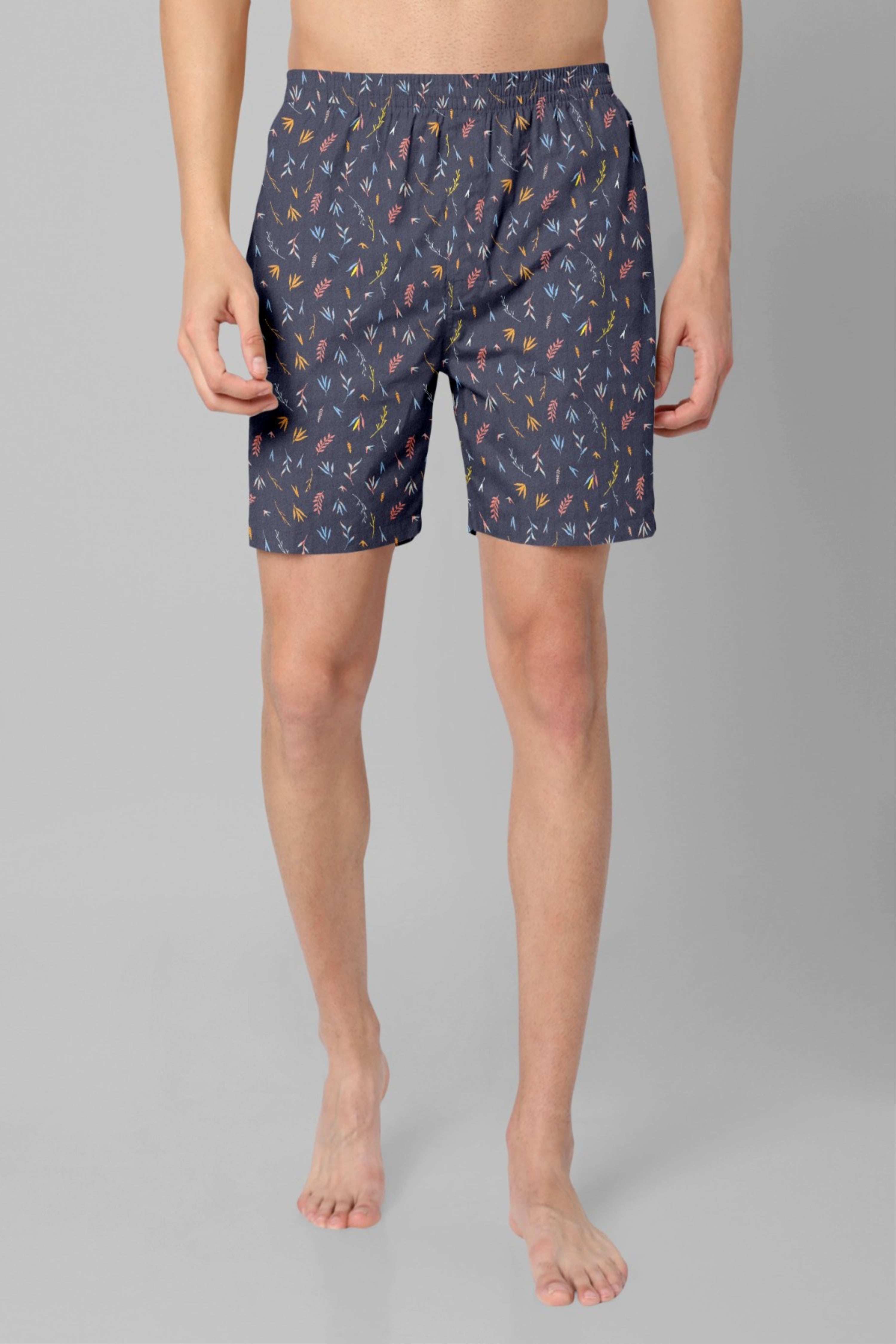Nevy Blue with Leaf Pattern Boxer