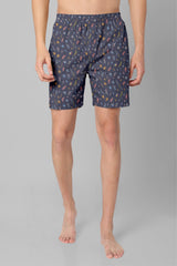 Nevy Blue with Leaf Pattern Boxer