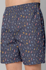 Nevy Blue with Leaf Pattern Boxer