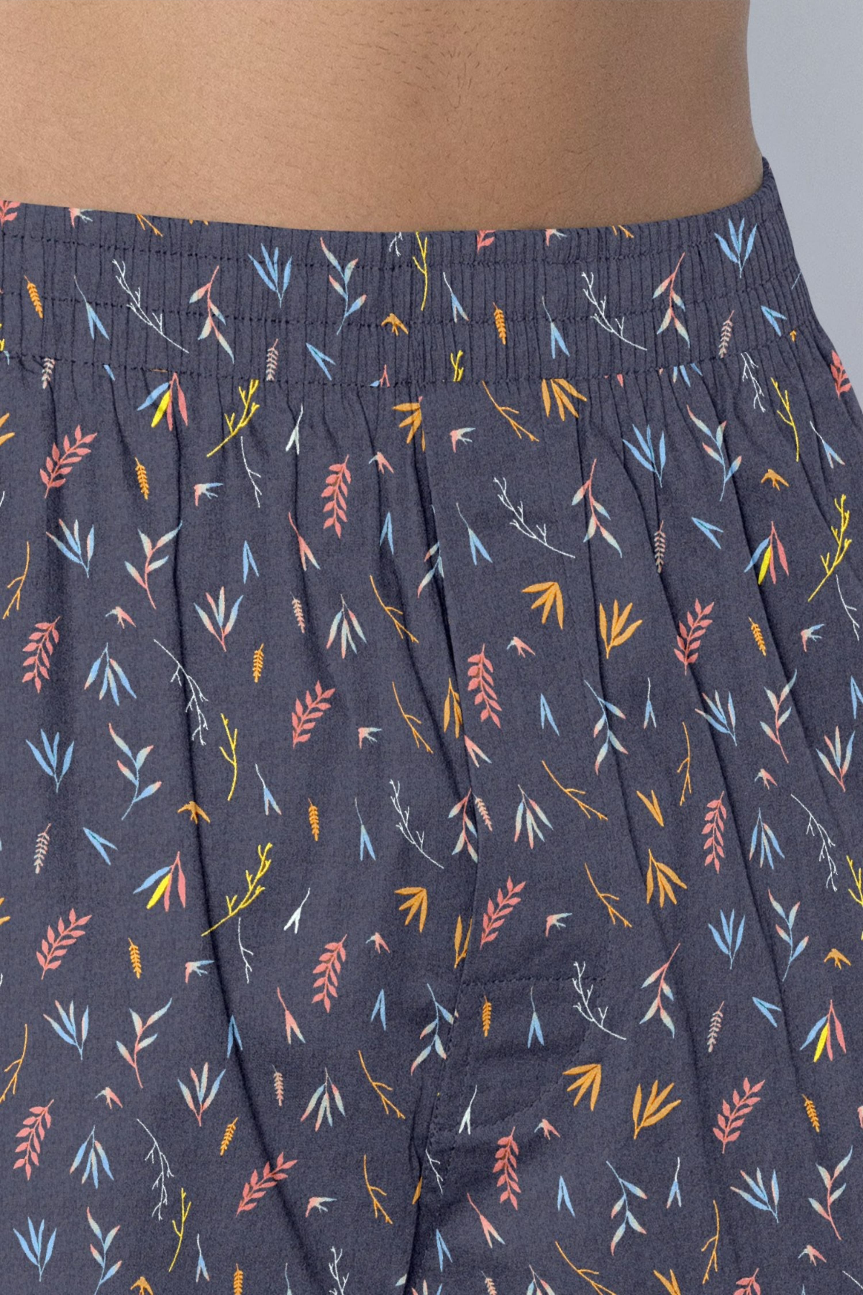 Nevy Blue with Leaf Pattern Boxer