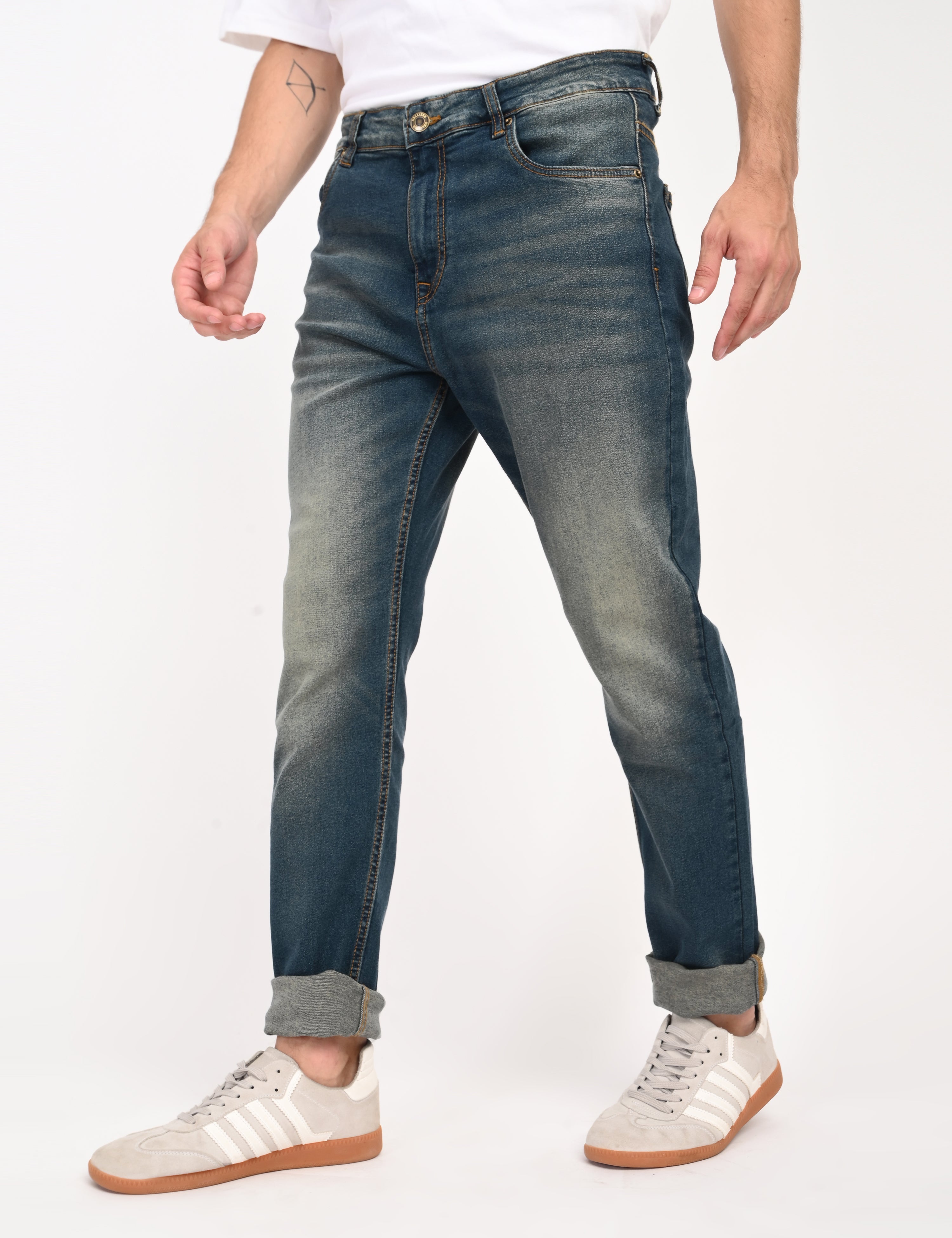 Men Slim Fit Light Fade Denim Jeans