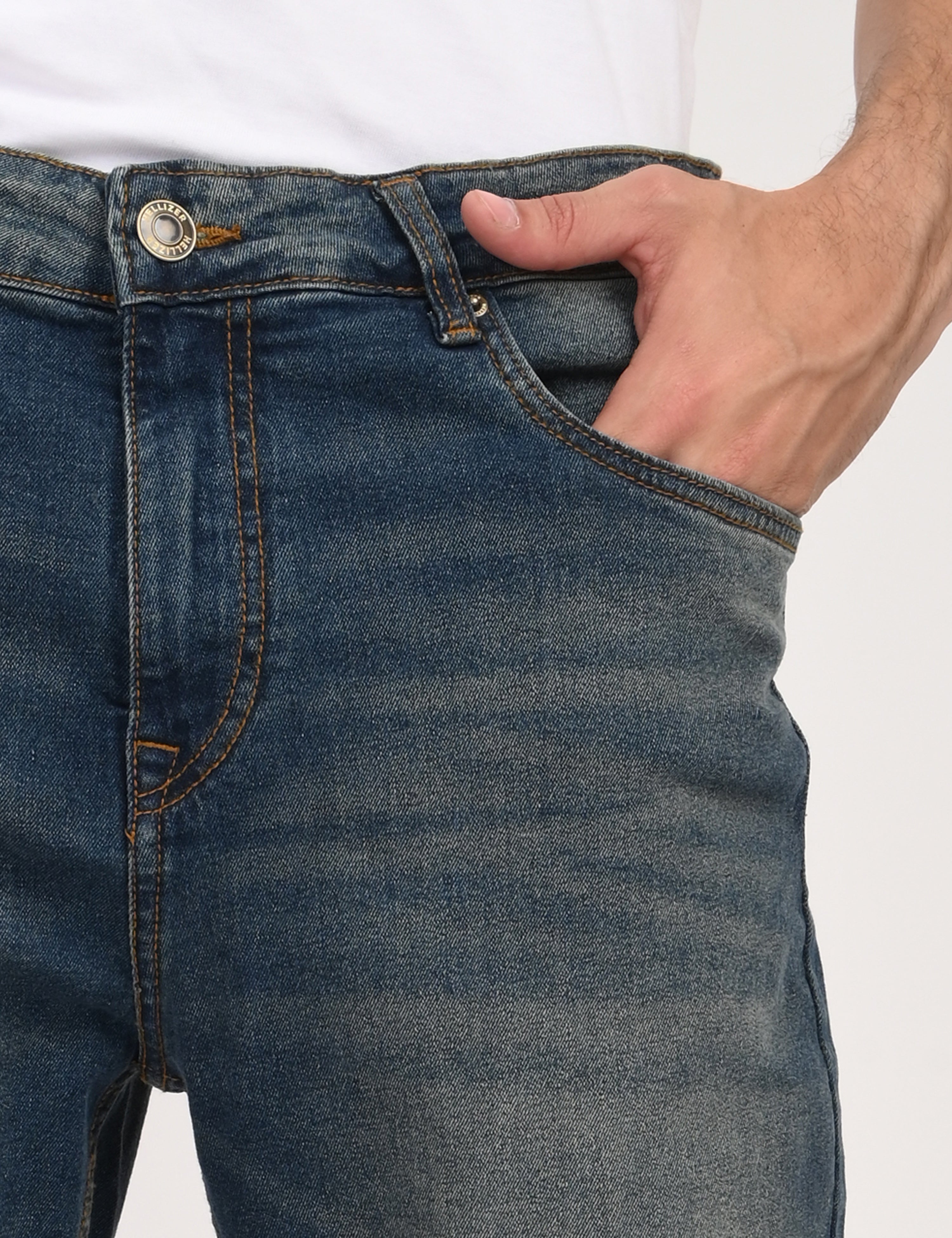 Men Slim Fit Light Fade Denim Jeans