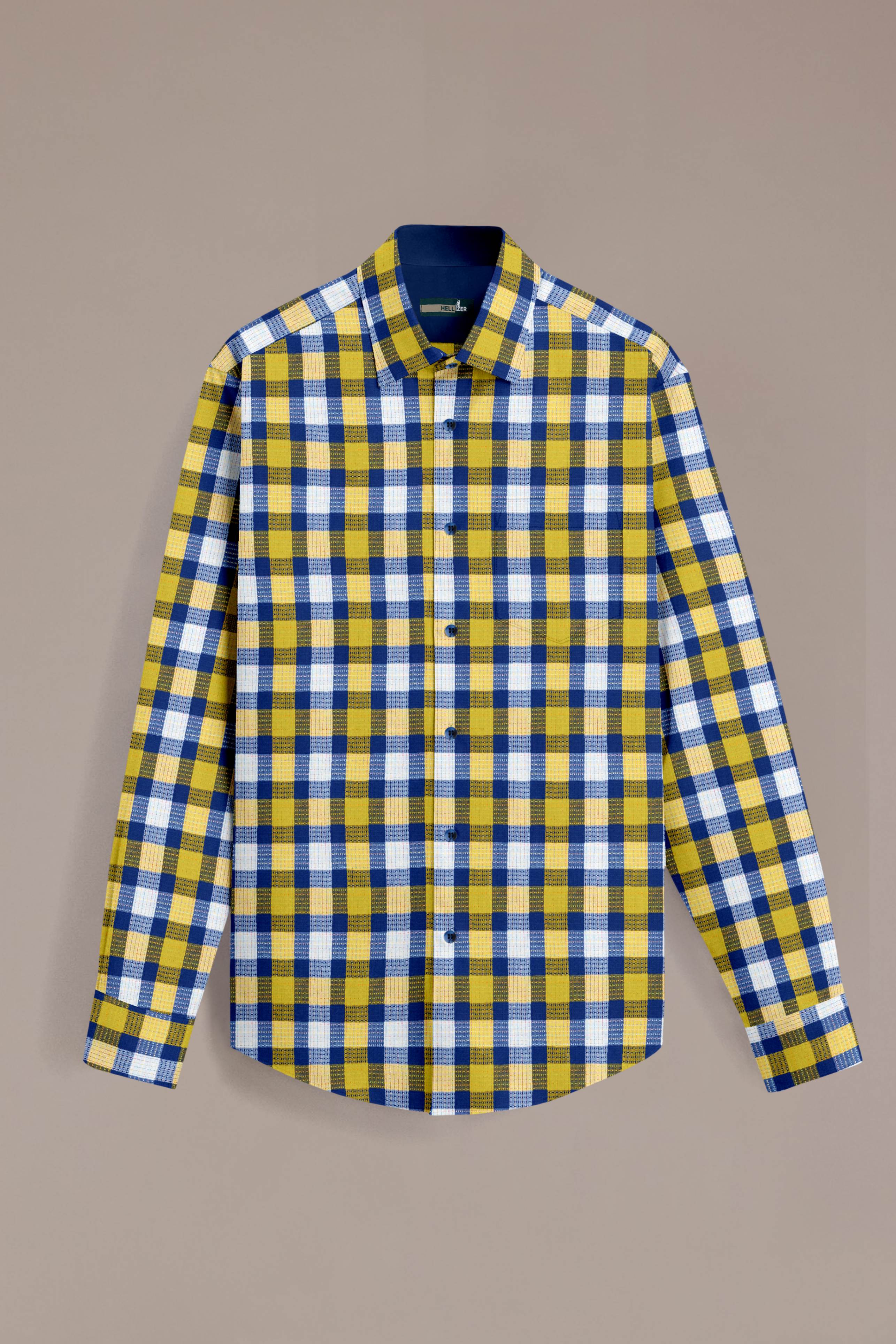 Men Yellow Checked Casual Shirt