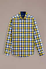 Men Yellow Checked Casual Shirt