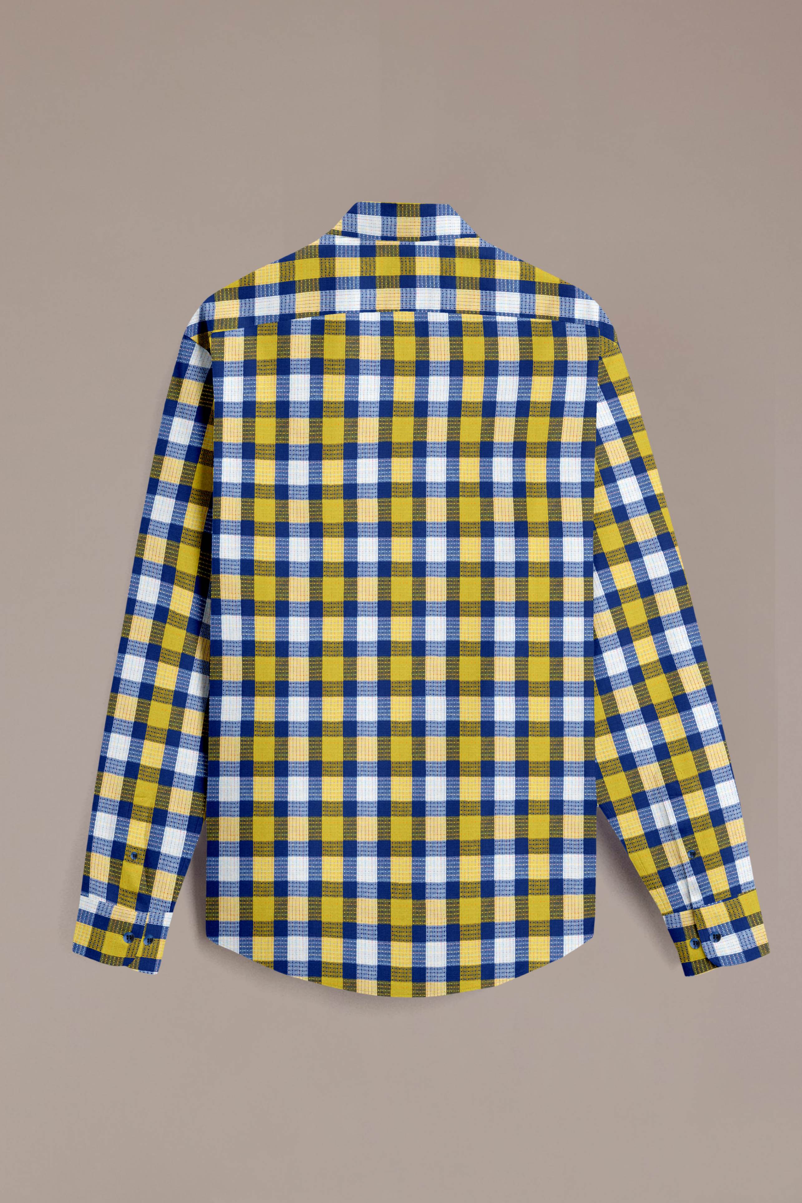 Men Yellow Checked Casual Shirt
