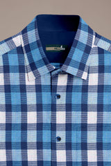 Men Blue Checked Casual Shirt