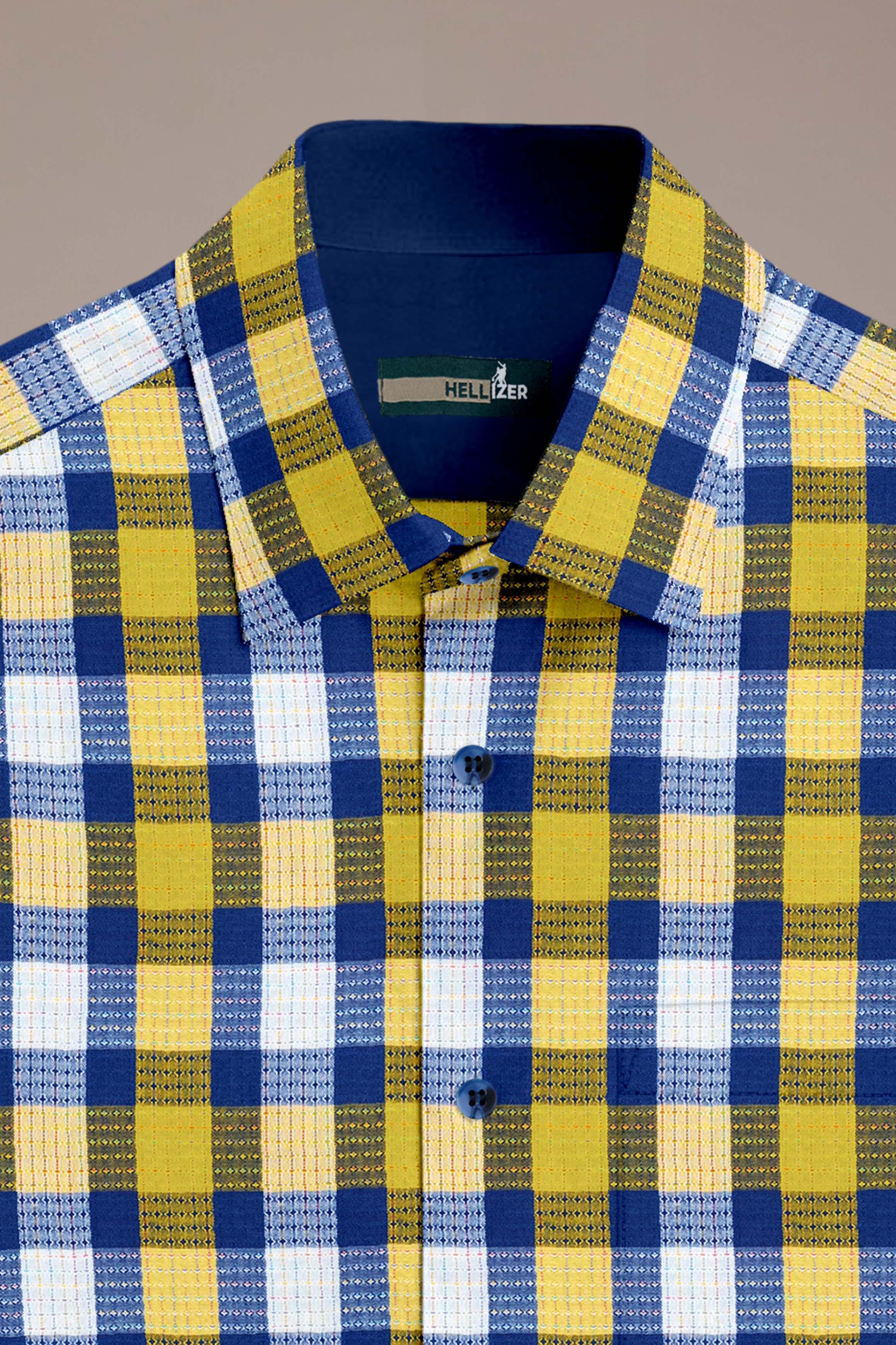 Men Yellow Checked Casual Shirt