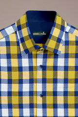 Men Yellow Checked Casual Shirt