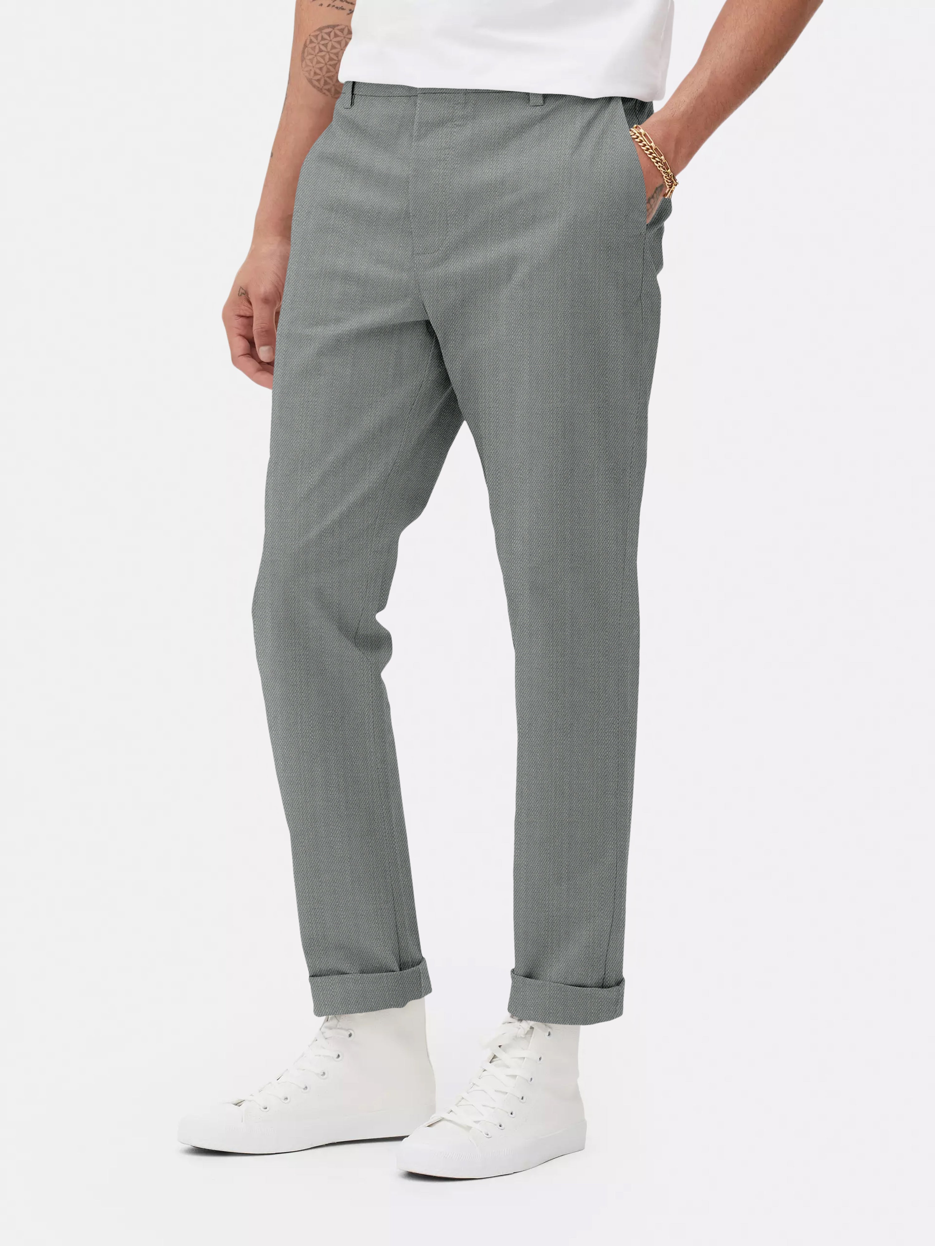 Men Grey Slim Fit Chinos Trousers