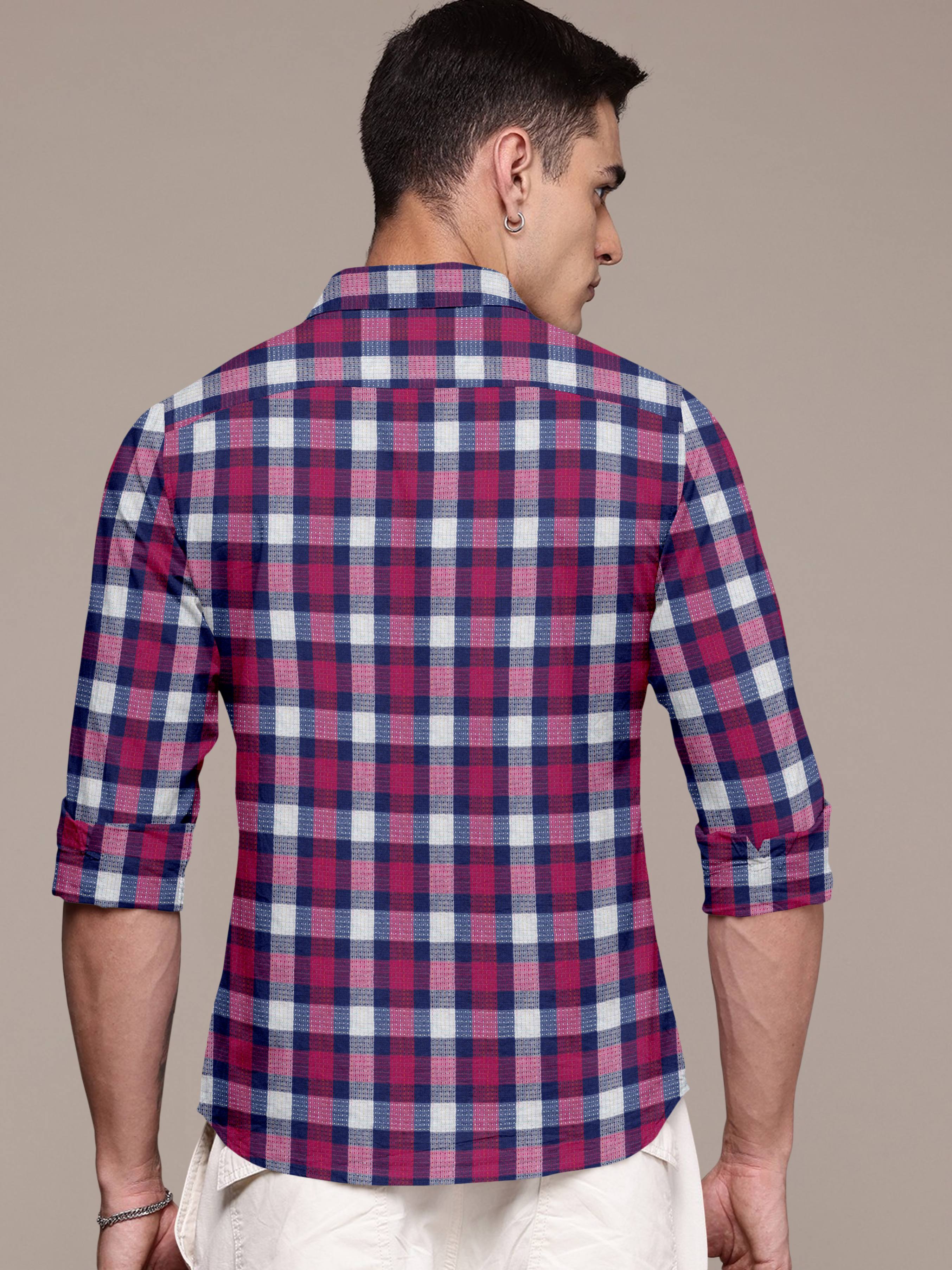 Men Maroon Checked Casual Shirt