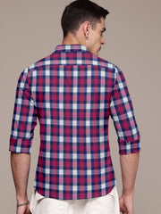 Men Maroon Checked Casual Shirt