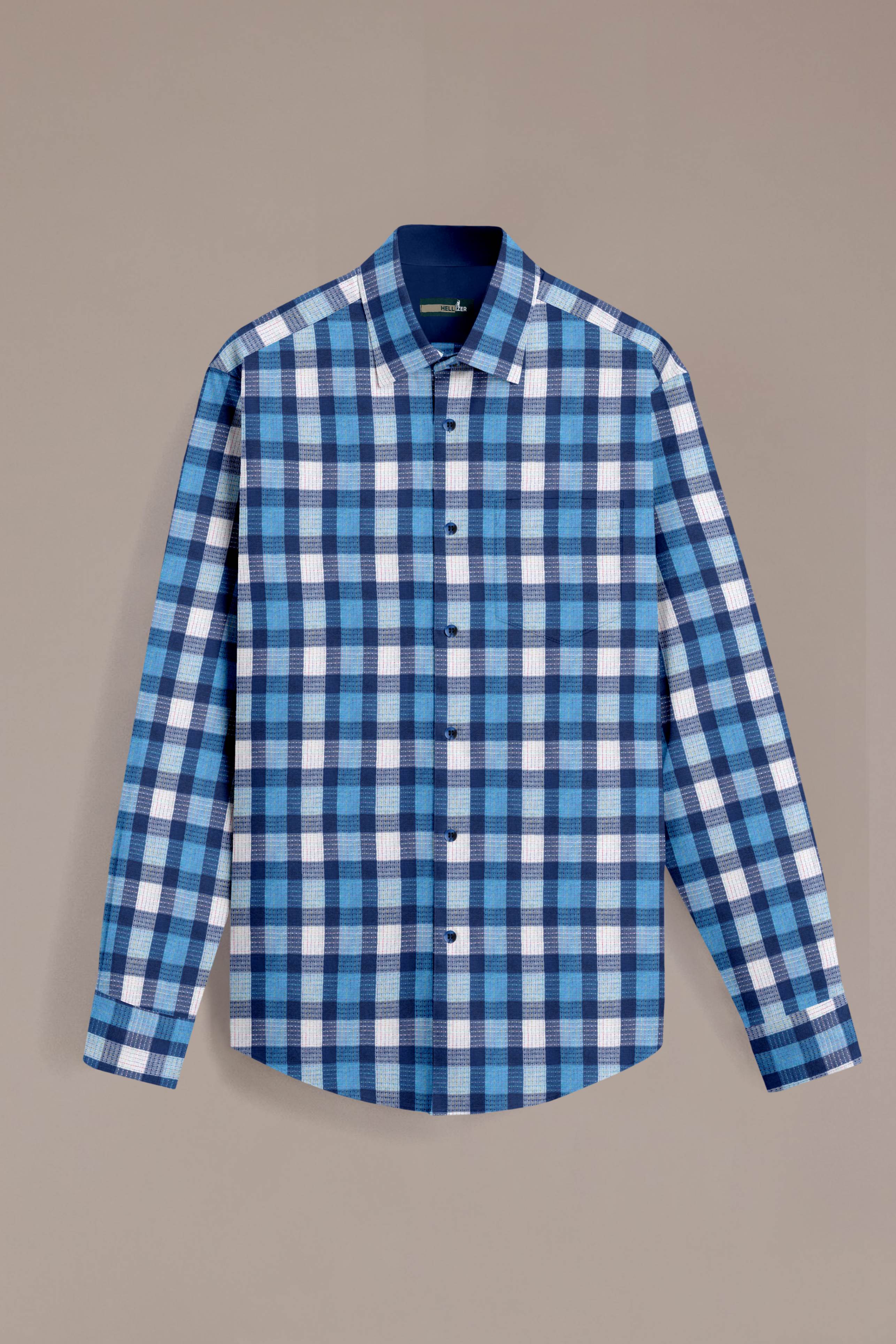 Men Blue Checked Casual Shirt